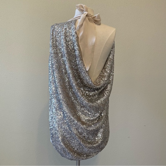 ❌SOLD❌Magda Butrym Sequin Silver Cape Blouse - Picture 3 of 10